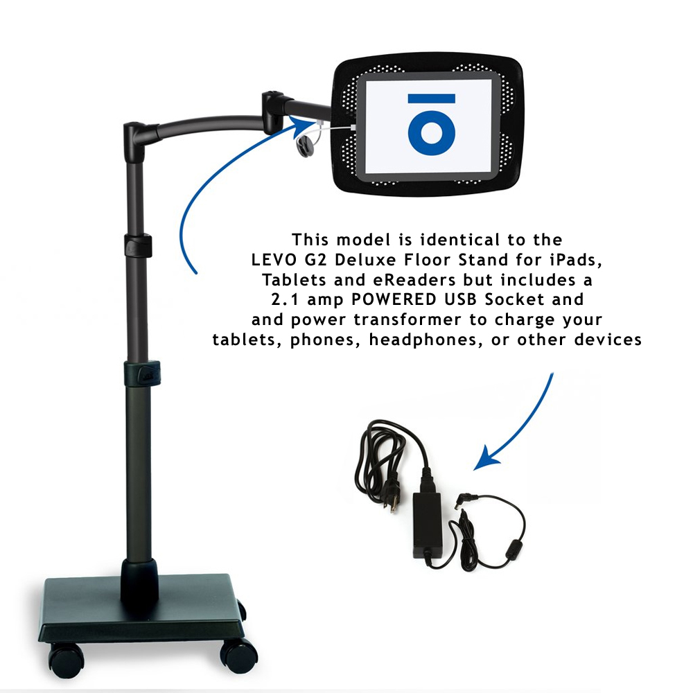 LEVO G2 Deluxe Floor Stand for iPads, Tablets and eReaders with Power
