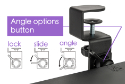 Click to enlarge Dual Angle/Slide/Lock Adjustment Tabs