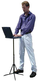InsTand Sit/Stand Laptop Stand - in use, standing