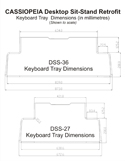 CASSIOPEIA Desktop Sit-Stand Retrofit - Keyboard Tray Size Comparison