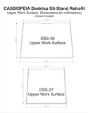 CASSIOPEIA Desktop Sit-Stand Retrofit - Work Surface Size Compariso