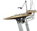 Closeup of Locus Standing Desk with Stay Flat Shelf