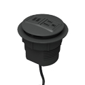 Optional Grommet-Mounted Single-AC/Dual USP Power Outlet in Black