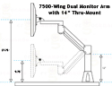 7500-Wing Dual Monitor Arm with  14