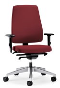 Front View of Goal Chair (Red/Brown Fabric)