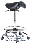 Kanewell Twin Adjustable Saddle Stool  - Shown with Optional Footring Accessory