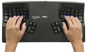 Advantage Contoured Keyboard - top view with hand positioning