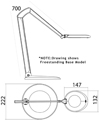 lLuxo OVELO Desk Clamp Task Light - Spec Drawing