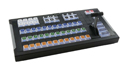 X-keys XKE-124 T-bar with our Video Switcher key set printed on clear acrylic keys.