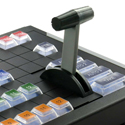 X-keys XKE-124 T-bar with our Video Switcher key set printed on clear acrylic keys.