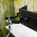 Click to enlarge R-Go Caparo 4 D2 Dual Monitor Arm - In Use